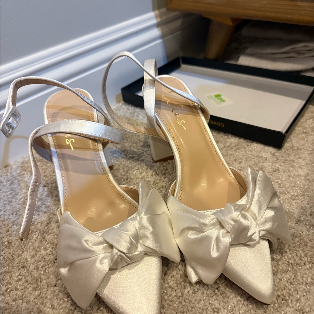 Lulus Bridal Heels with Bow